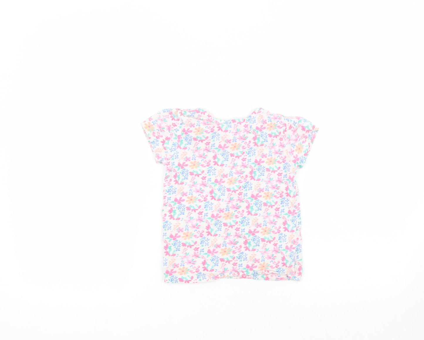 Primark Girls White  Cotton Basic T-Shirt Size 4-5 Years Round Neck