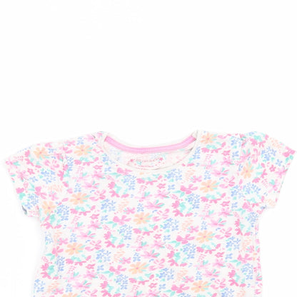 Primark Girls White  Cotton Basic T-Shirt Size 4-5 Years Round Neck