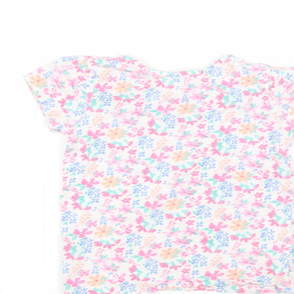 Primark Girls White  Cotton Basic T-Shirt Size 4-5 Years Round Neck