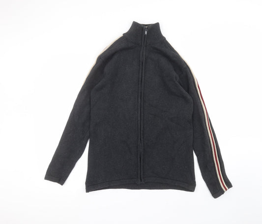 Lee Cooper Mens Black Round Neck  Cotton Full Zip Jumper Size M