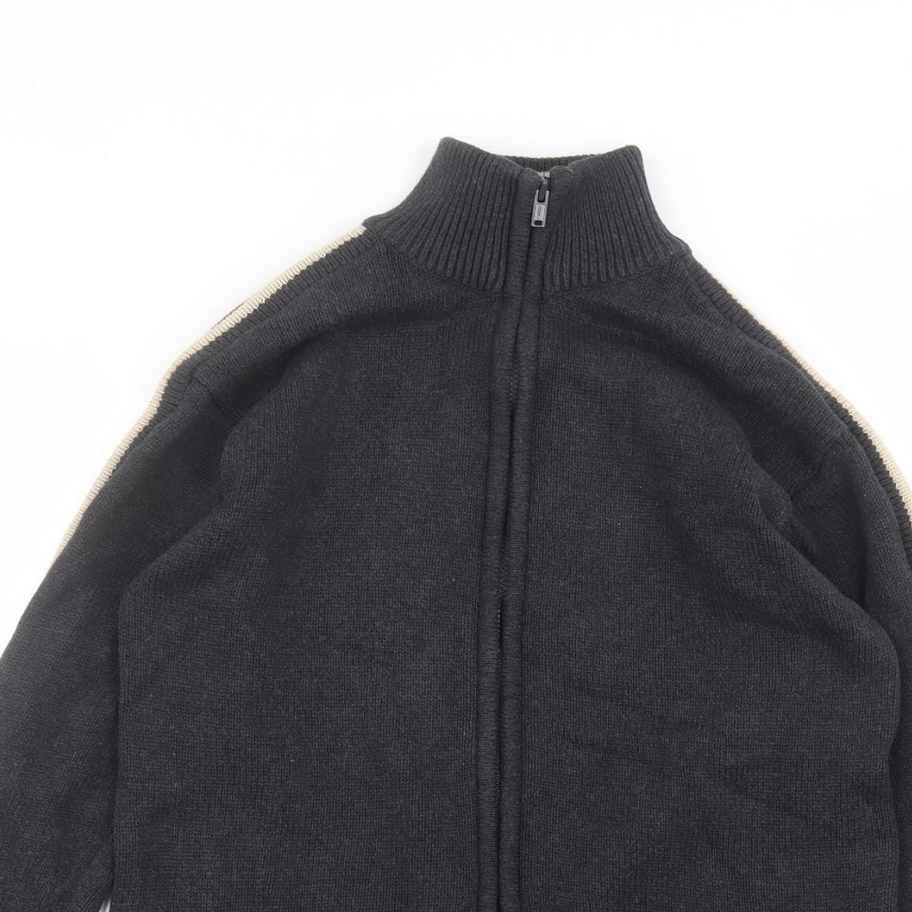 Lee Cooper Mens Black Round Neck  Cotton Full Zip Jumper Size M