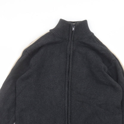 Lee Cooper Mens Black Round Neck  Cotton Full Zip Jumper Size M