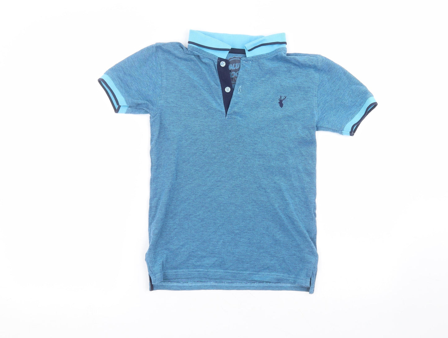 Blue Zoo Girls Blue  Cotton Basic Polo Size 8-9 Years Collared