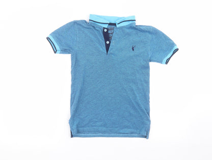 Blue Zoo Girls Blue  Cotton Basic Polo Size 8-9 Years Collared