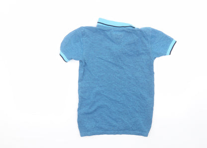 Blue Zoo Girls Blue  Cotton Basic Polo Size 8-9 Years Collared