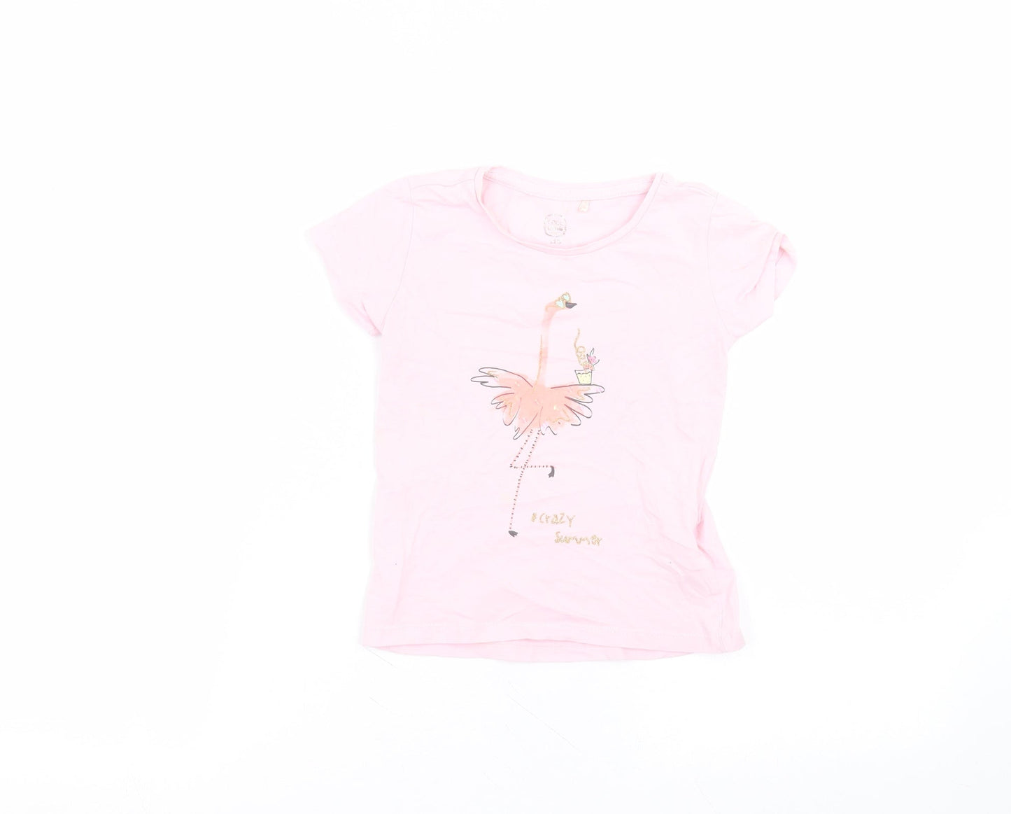 cool club Girls Pink  Cotton Basic T-Shirt Size 5 Years Round Neck