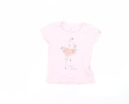 cool club Girls Pink  Cotton Basic T-Shirt Size 5 Years Round Neck