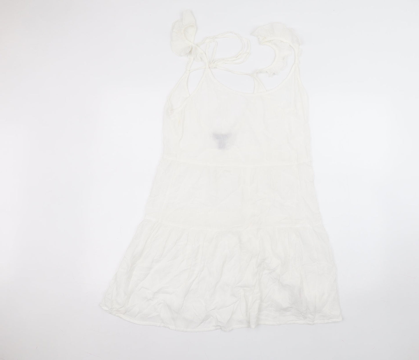 New Look Womens White  Viscose A-Line  Size M  Round Neck