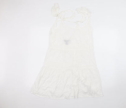 New Look Womens White  Viscose A-Line  Size M  Round Neck