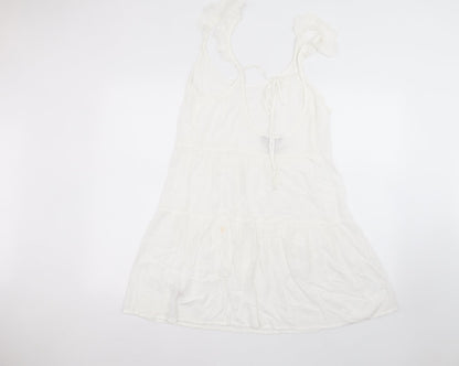 New Look Womens White  Viscose A-Line  Size M  Round Neck