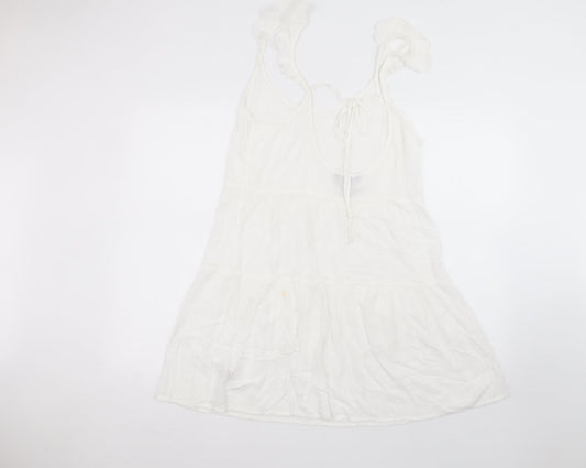 New Look Womens White  Viscose A-Line  Size M  Round Neck