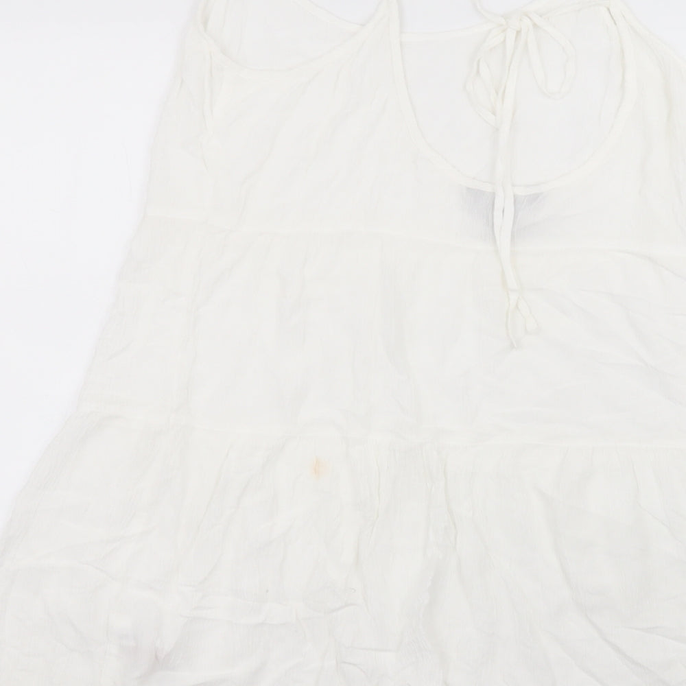 New Look Womens White  Viscose A-Line  Size M  Round Neck