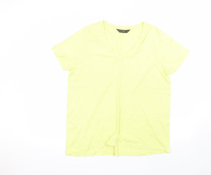 F&F Womens Yellow  Cotton Basic T-Shirt Size 14 Round Neck