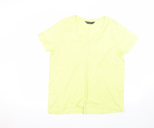 F&F Womens Yellow  Cotton Basic T-Shirt Size 14 Round Neck
