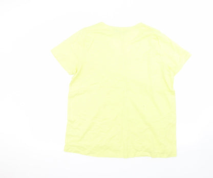 F&F Womens Yellow  Cotton Basic T-Shirt Size 14 Round Neck