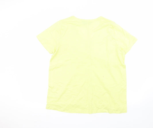 F&F Womens Yellow  Cotton Basic T-Shirt Size 14 Round Neck
