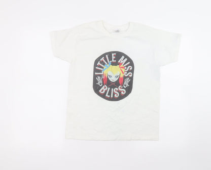 Fruit of the Loom Girls White  Cotton Basic T-Shirt Size 10-11 Years Round Neck