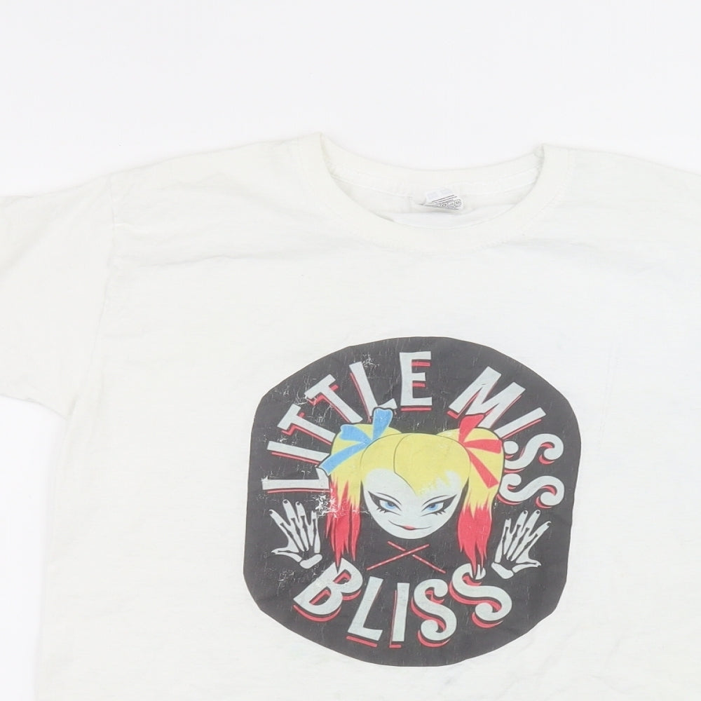 Fruit of the Loom Girls White  Cotton Basic T-Shirt Size 10-11 Years Round Neck