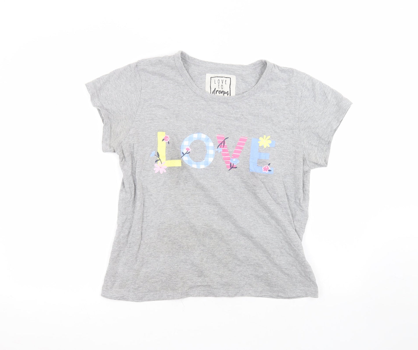 Love To Dream Womens Grey  Cotton Basic T-Shirt Size 12 Round Neck