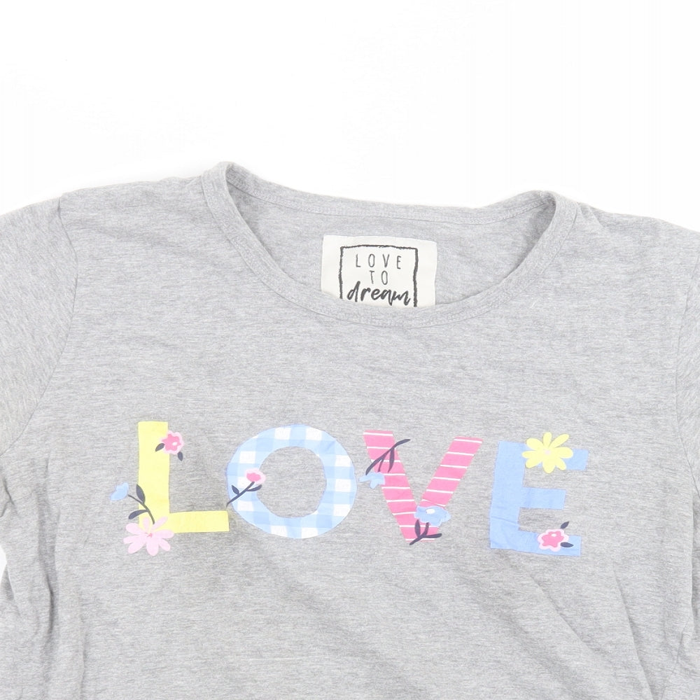 Love To Dream Womens Grey  Cotton Basic T-Shirt Size 12 Round Neck
