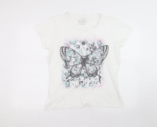 Atmosphere Womens White  Cotton Basic T-Shirt Size 16 Round Neck