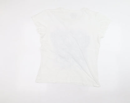 Atmosphere Womens White  Cotton Basic T-Shirt Size 16 Round Neck
