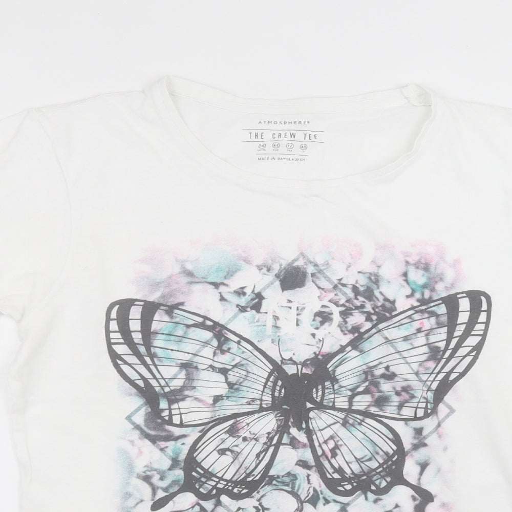 Atmosphere Womens White  Cotton Basic T-Shirt Size 16 Round Neck