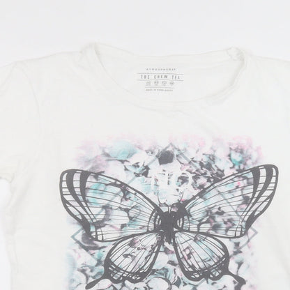 Atmosphere Womens White  Cotton Basic T-Shirt Size 16 Round Neck