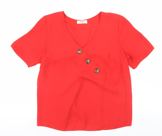 Papaya Womens Red  Polyester Basic T-Shirt Size 8 V-Neck