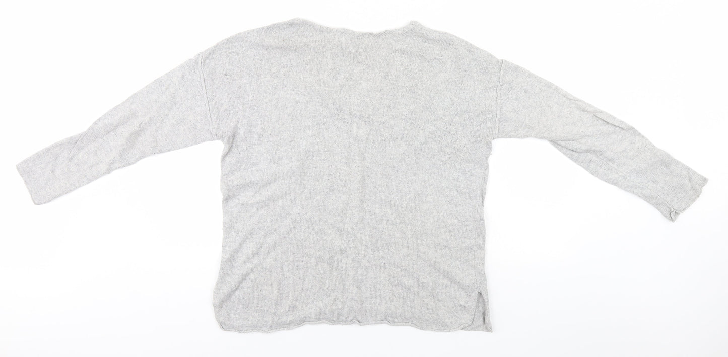 H&M Mens Grey V-Neck  Cotton Pullover Jumper Size M