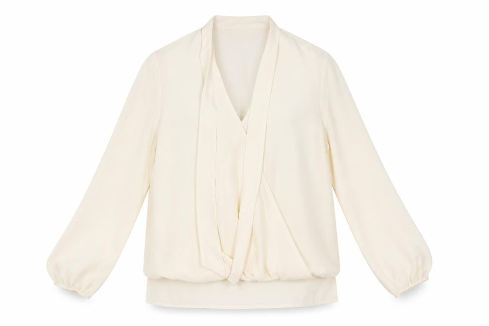 Front view of Papaya women’s ivory polyester basic t-shirt, size UK 8, v-neck