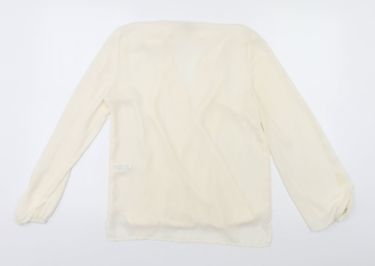 Papaya Womens Ivory  Polyester Basic T-Shirt Size 8 V-Neck