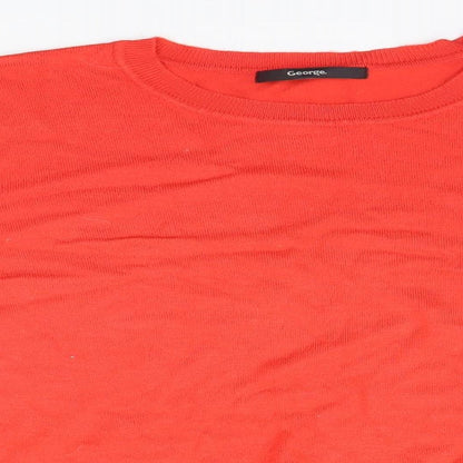 George Womens Red Round Neck  Viscose Pullover Jumper Size 10