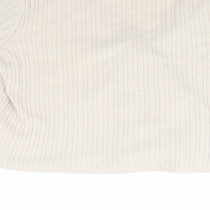 Boohoo Womens Beige V-Neck Striped Polyester Cardigan Jumper Size M