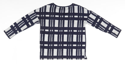 Nutmeg Womens Blue Round Neck Plaid Polyester Pullover Jumper Size 8