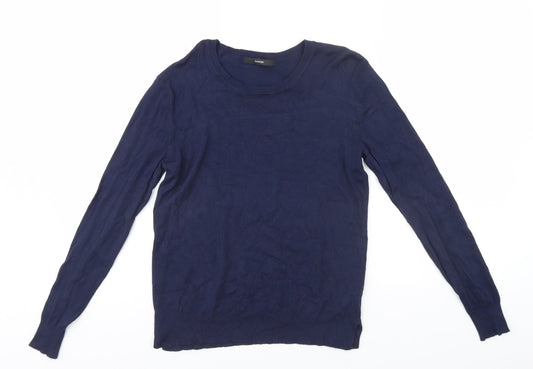 George Womens Blue Round Neck  Viscose Pullover Jumper Size 8