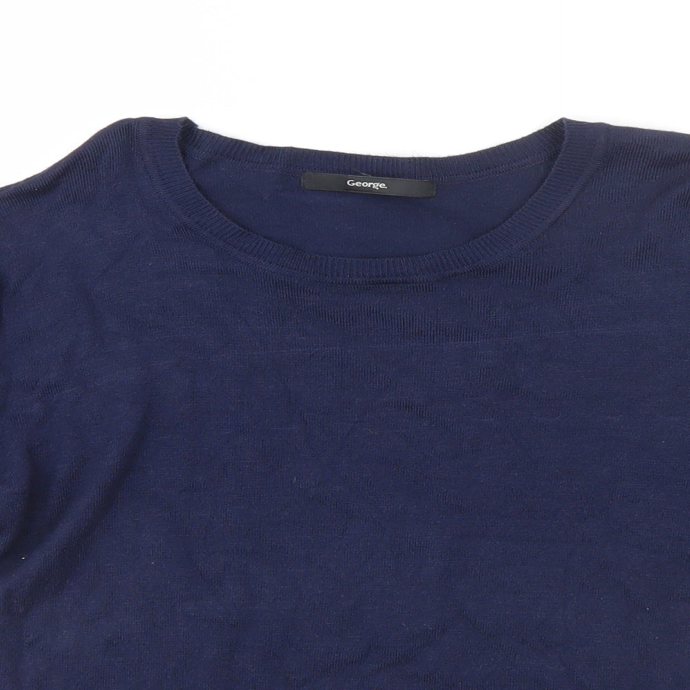 George Womens Blue Round Neck  Viscose Pullover Jumper Size 8