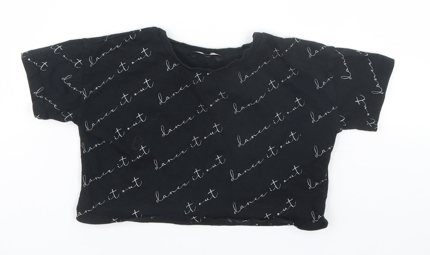 George Girls Black  Cotton Basic T-Shirt Size 4-5 Years Round Neck