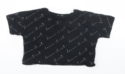 George Girls Black  Cotton Basic T-Shirt Size 4-5 Years Round Neck