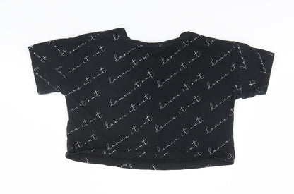 George Girls Black  Cotton Basic T-Shirt Size 4-5 Years Round Neck