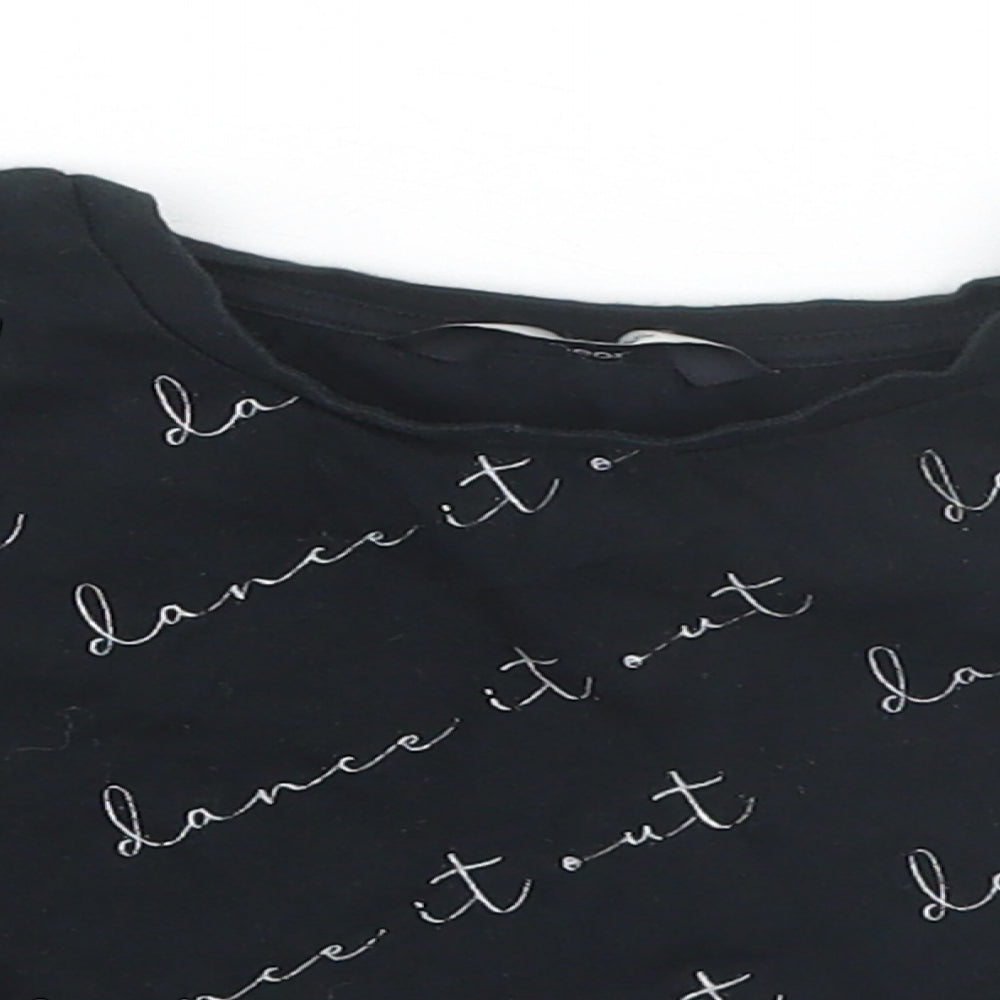 George Girls Black  Cotton Basic T-Shirt Size 4-5 Years Round Neck