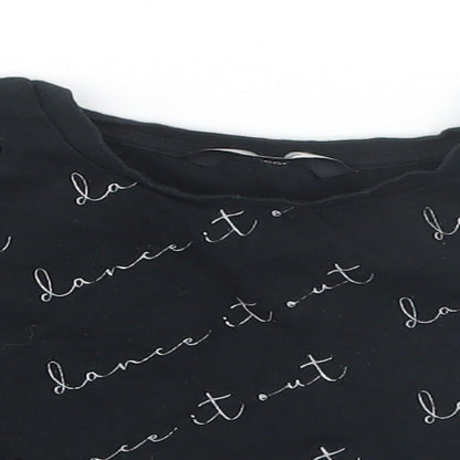 George Girls Black  Cotton Basic T-Shirt Size 4-5 Years Round Neck