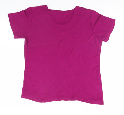 EWM Womens Pink  Viscose Basic T-Shirt Size L Round Neck