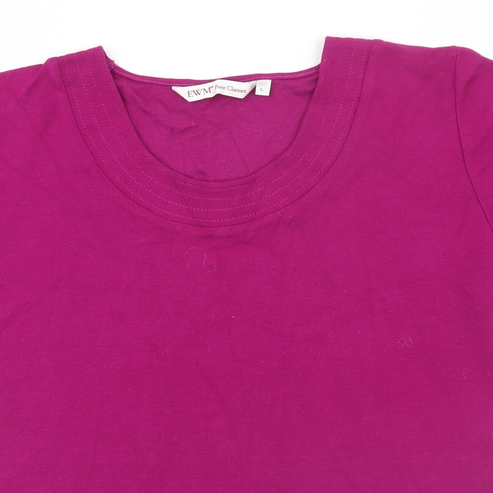 EWM Womens Pink  Viscose Basic T-Shirt Size L Round Neck