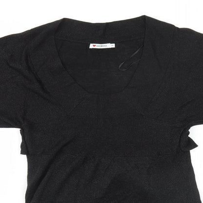 Preworn Womens Black  Viscose A-Line  Size S  Round Neck