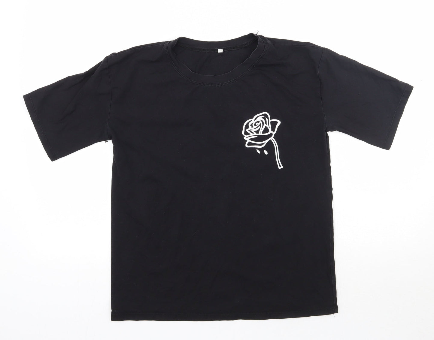 Womens UK Size S Preworn Black Basic T-Shirt