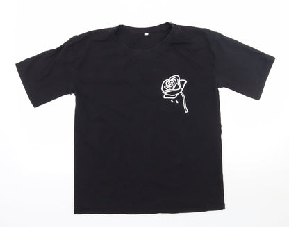 Womens UK Size S Preworn Black Basic T-Shirt