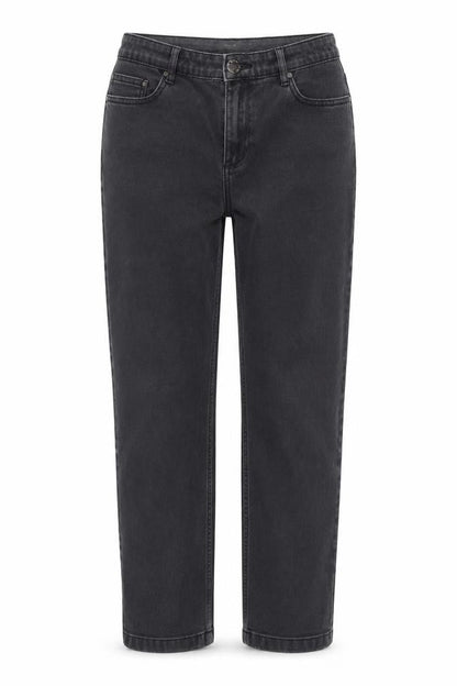 Front view of Marks & Spencer women’s black cotton skinny jeans, size UK 12, 27-inch leg slim zip