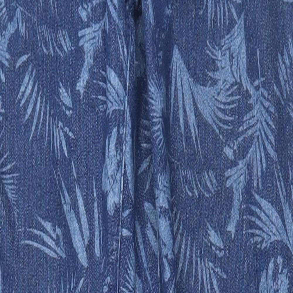 TU Womens Blue Floral Cotton Jegging Trousers Size 10 L30 in Regular