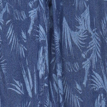 TU Womens Blue Floral Cotton Jegging Trousers Size 10 L30 in Regular